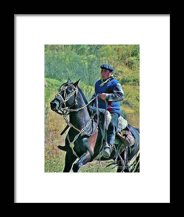 Gaucho Framed Print featuring the photograph Gaucho on Horse by Michele Penner