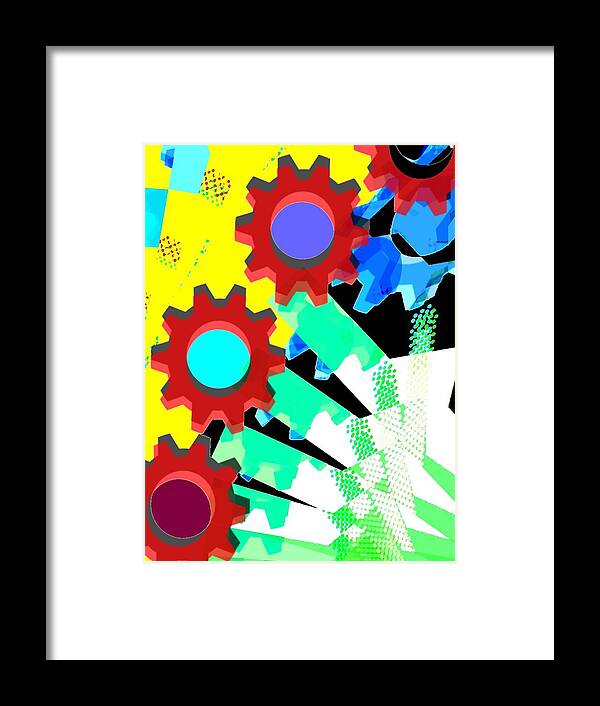 Vibrant Colors Framed Print featuring the digital art Gears 5/ flowers by Cooky Goldblatt