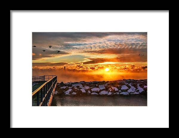 Sunrise Framed Print featuring the photograph Geese and All by James Meyer