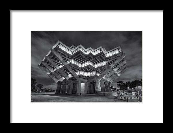 Geisel Framed Print featuring the photograph Geisel Library in Black and White by Eddie Yerkish