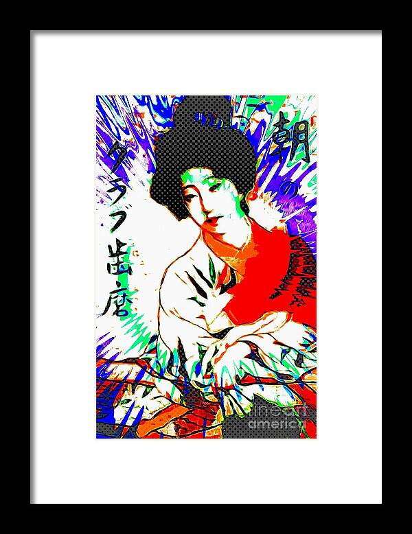 Japan Framed Print featuring the digital art Geisha in Waiting - Pop Art by Ian Gledhill