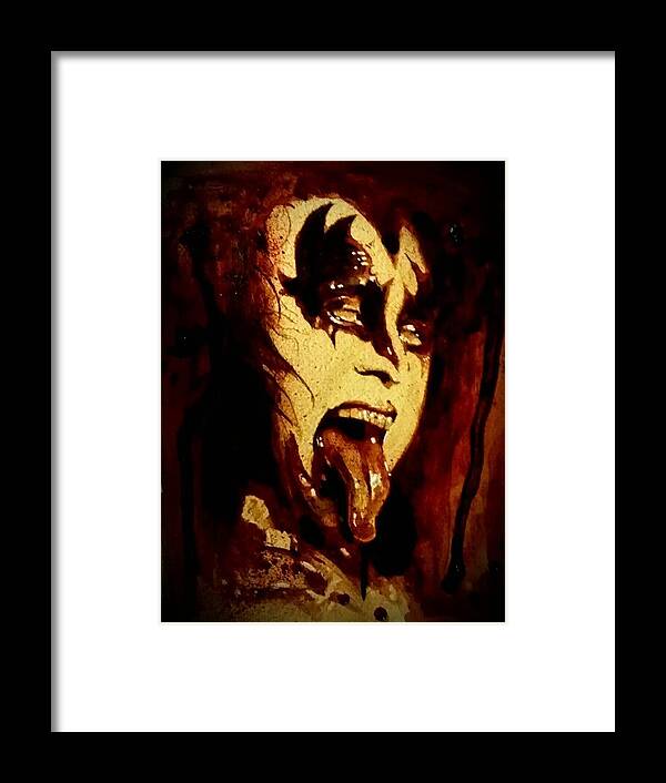 Kiss Framed Print featuring the painting Gene Simmons by Ryan Almighty
