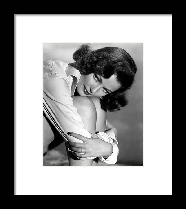 Button-down Shirt Framed Print featuring the photograph Gene Tierney In The Early 1950s by Everett