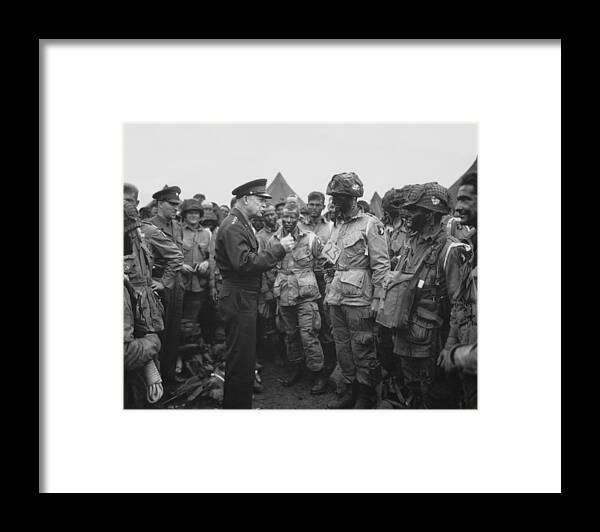 101st Airborne Division Framed Print featuring the photograph General Eisenhower on D-Day by War Is Hell Store
