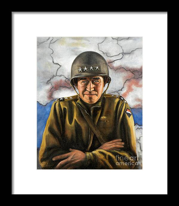 World War 2 Framed Print featuring the painting General Omar Bradley by Richard Barone