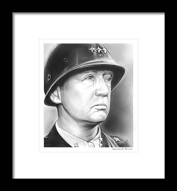 George S. Patton Framed Print featuring the drawing General Patton by Greg Joens