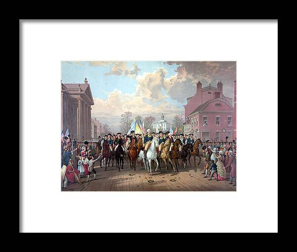 George Washington Framed Print featuring the painting General Washington Enters New York by War Is Hell Store