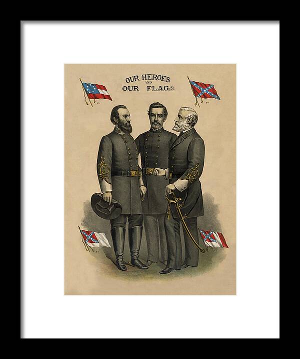 Confederate Framed Print featuring the painting Generals Jackson Beauregard and Lee by War Is Hell Store