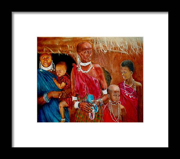 Maasai Framed Print featuring the painting Generations3 by G Cuffia