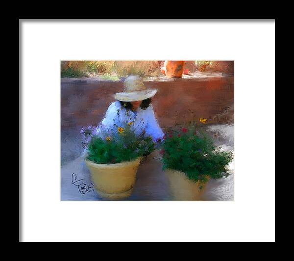 Woman Framed Print featuring the painting Gently Does It by Colleen Taylor