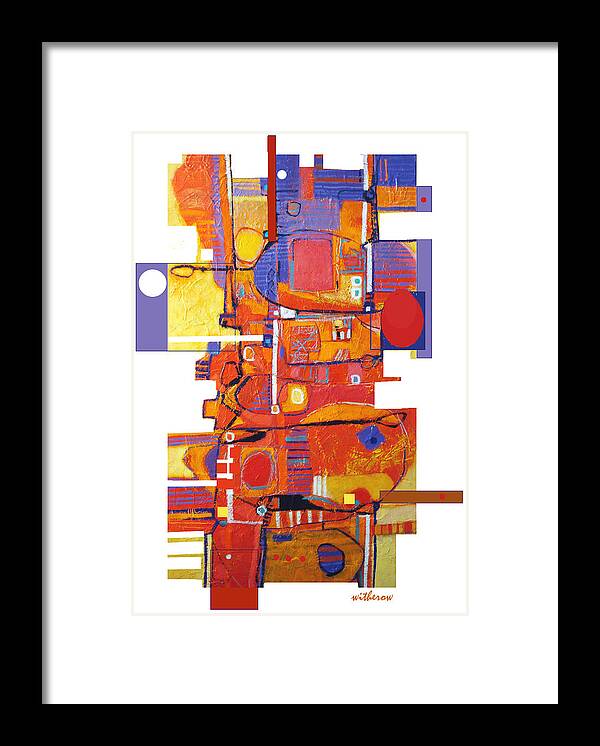 Abstract Framed Print featuring the digital art Geo Hopscotch by Dale Witherow