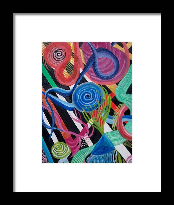 Abstract Framed Print featuring the painting GeoAbstract by Kathern Ware