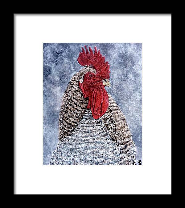 Fire Rooster Framed Print featuring the painting Geoff by Tom Roderick