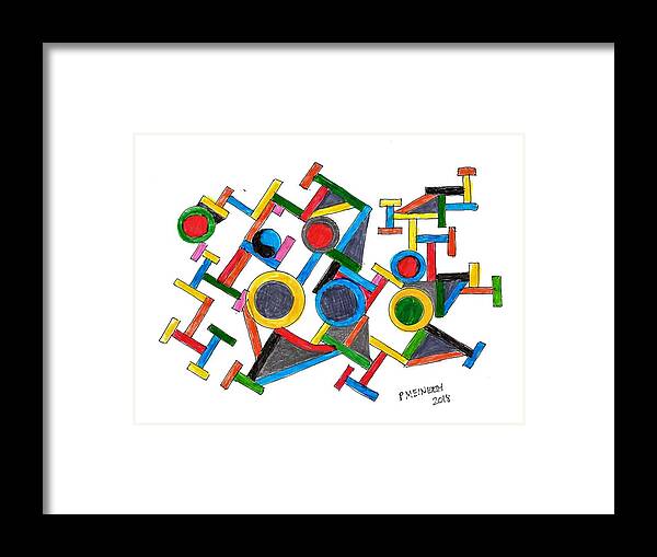 Abstract Images Framed Print featuring the drawing Geometric Fun by Paul Meinerth