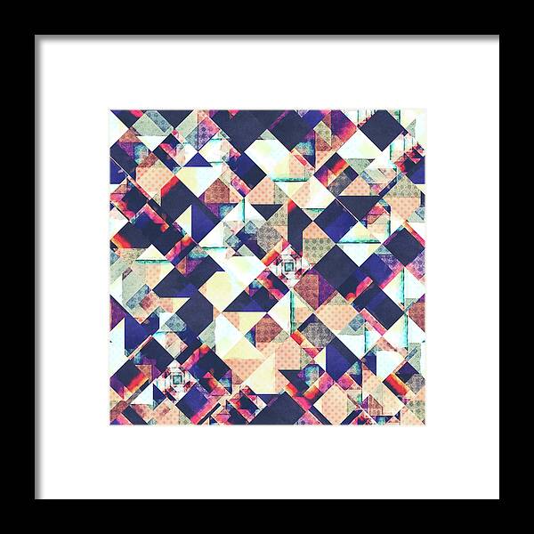 Grunge Framed Print featuring the digital art Geometric Grunge Pattern by Phil Perkins