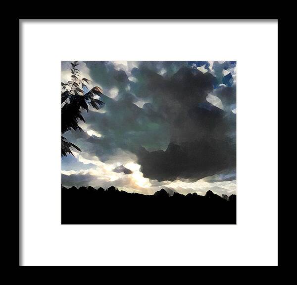 Stormy Geometric Night Sky Framed Print featuring the photograph Geometric Sky by Kim Comeau