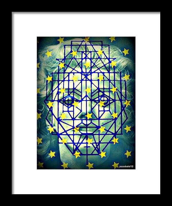 Mask Framed Print featuring the digital art Geometrized Mask by Paulo Zerbato