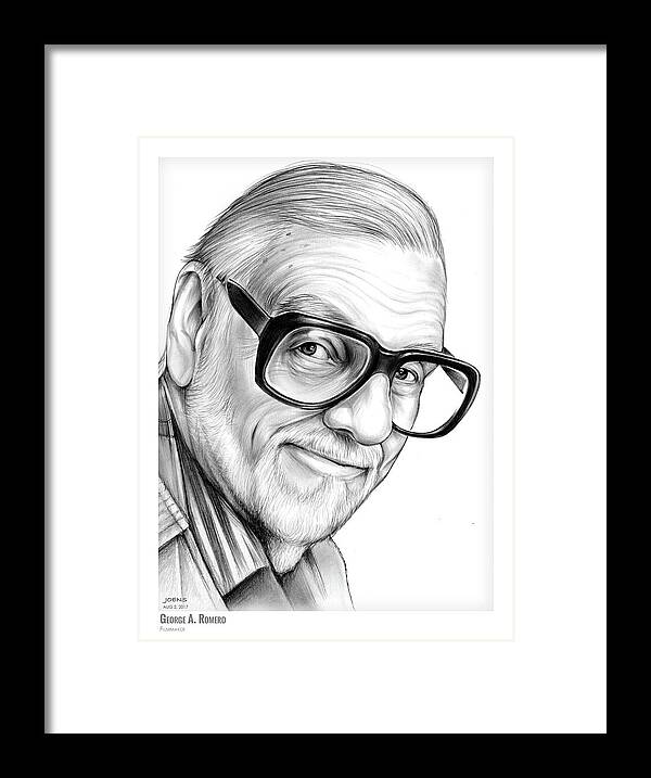 George A. Romero Framed Print featuring the drawing George A. Romero by Greg Joens