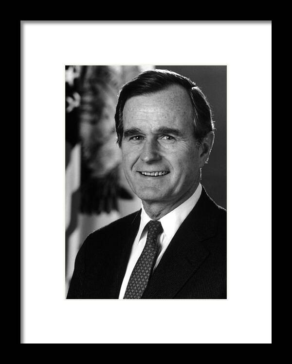 George Bush Framed Print featuring the photograph George Bush Sr by War Is Hell Store