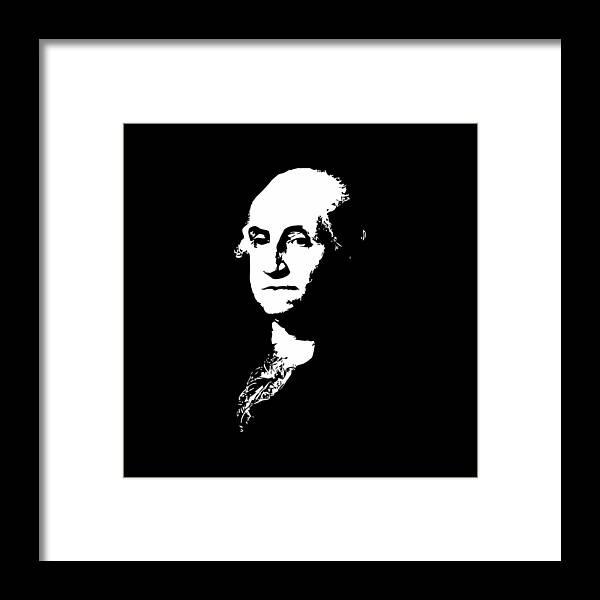 George Washington Framed Print featuring the digital art George Washington Black and White by War Is Hell Store
