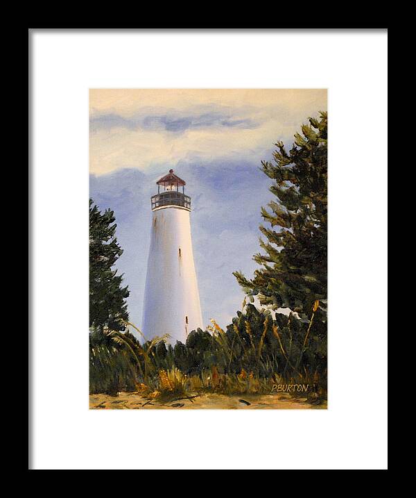 Georgetown Lighthouse Framed Print featuring the painting Georgetown Lighthouse Sc by Phil Burton