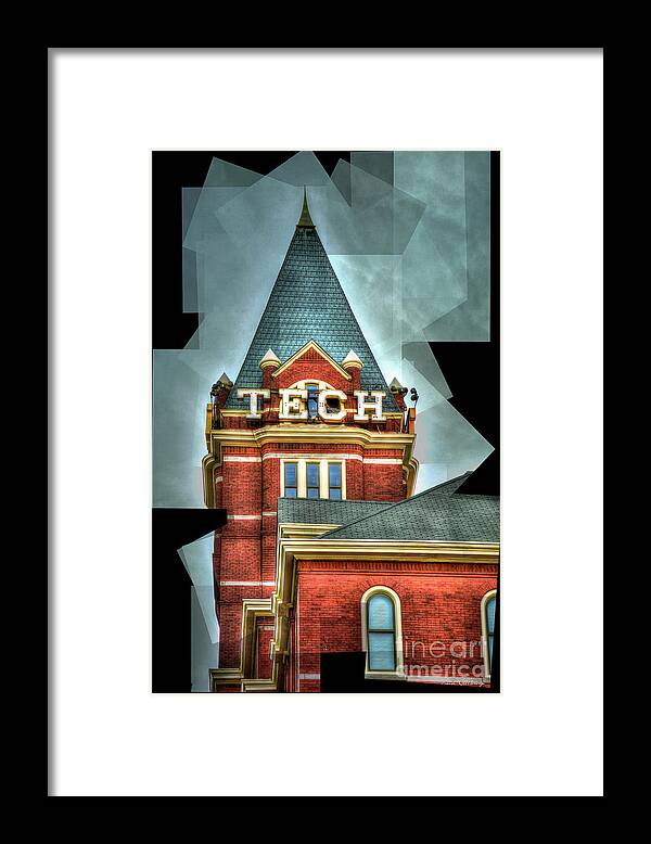 Reid Callaway Georgia Tech Framed Print featuring the photograph Georgia Tech 7 Ga Tech Tower Abstract Art by Reid Callaway