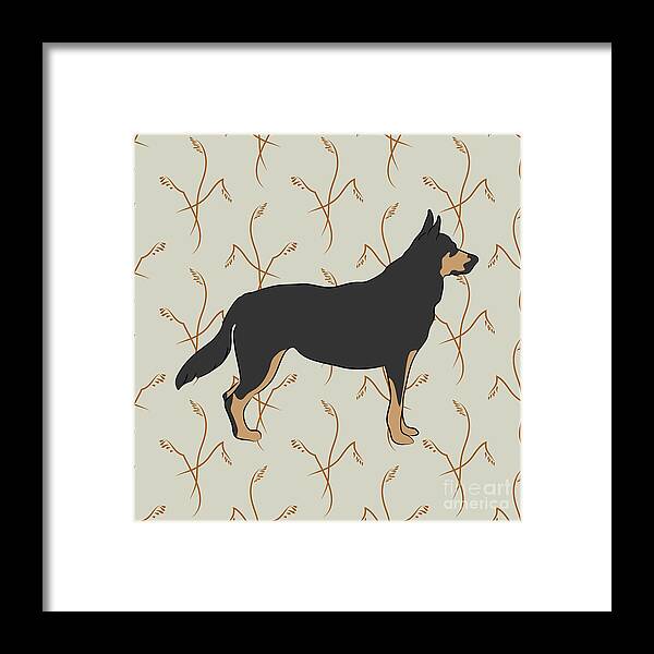 Animal Graphic Framed Print featuring the digital art German Shepherd Dog with Field Grasses by MM Anderson