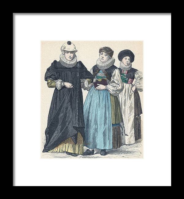 Fashion Framed Print featuring the photograph German Womens Fashion, 1640 by Science Source