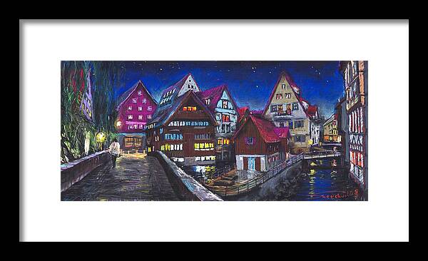 Pastel Framed Print featuring the painting Germany Ulm Fischer Viertel by Yuriy Shevchuk