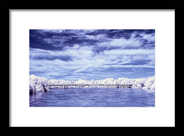 Gervais Street Bridge Framed Print featuring the photograph Gervais Street Bridge 2015 Flood in IR by Charles Hite