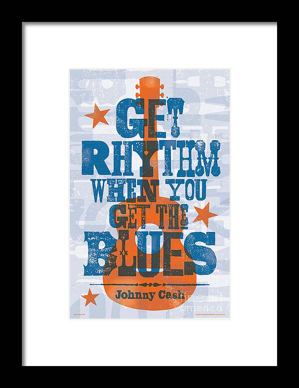 Get Rhythm Framed Print featuring the digital art Get Rhythm - Johnny Cash Lyric Poster by Jim Zahniser