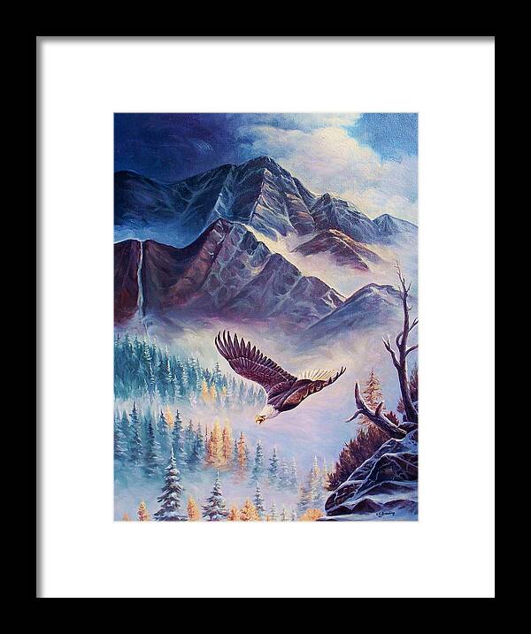 Landscape Framed Print featuring the painting Getting High on the Rocks by Ed Breeding