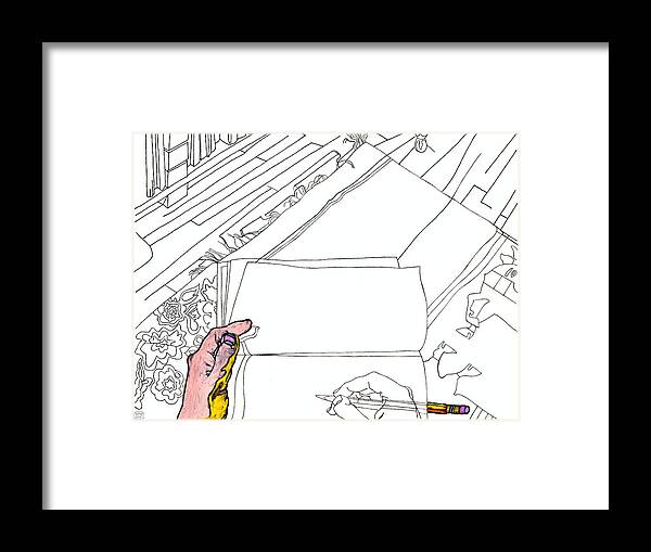 Hands Framed Print featuring the digital art Getting Ready to Sketch Sketch by Stan Magnan
