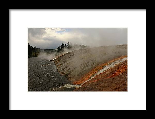 Park Framed Print featuring the photograph Geyser Runoff Into Firehole River by Christiane Schulze Art And Photography