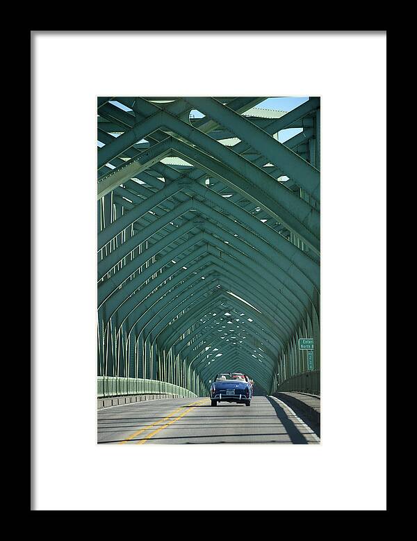 Karmann Ghia Framed Print featuring the photograph Ghia on a Green Bridge by Richard Kimbrough