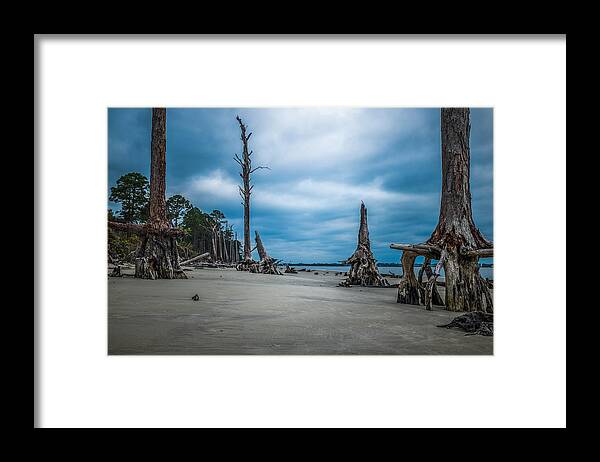Coast Framed Print featuring the photograph Ghost of Giants above the Sand by Chris Bordeleau