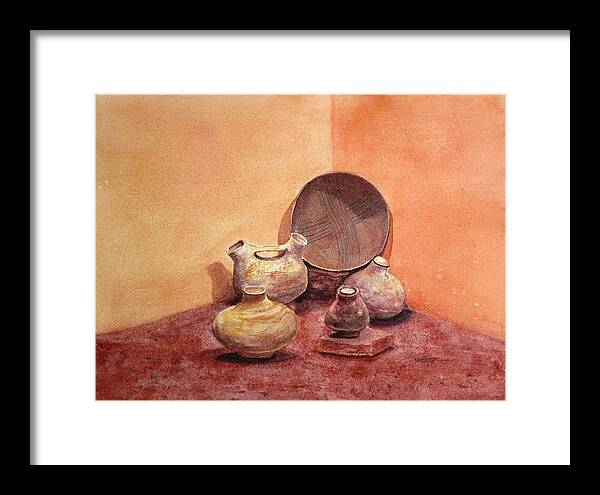 Still Life Framed Print featuring the painting Ghost Ranch Artifacts by Suzanne Krueger