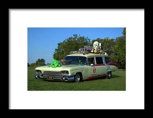 Ghostbusters Framed Print featuring the photograph 1959 Cadillac Ghostbusters Ambulance Replica by Tim McCullough