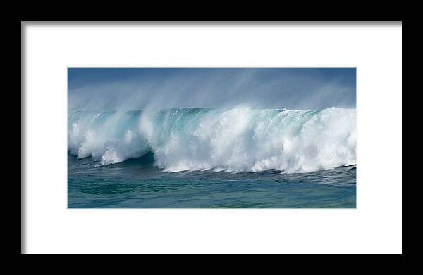 Giant Curling Wave Framed Print featuring the photograph Giant Curling Wave by Frank Wilson