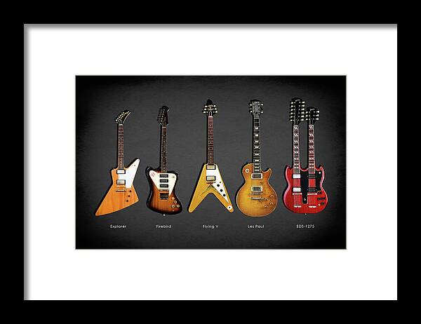 Gibson Framed Print featuring the photograph Gibson Electric Guitar Collection by Mark Rogan