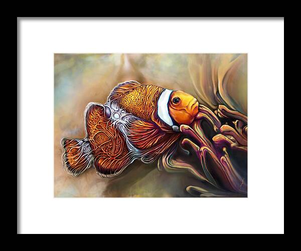 Clownfish Framed Print featuring the painting Giger Fish by Julianne Black DiBlasi