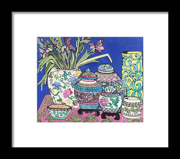 Ginger Jars Framed Print featuring the painting Ginger Jars by Rosemary Aubut
