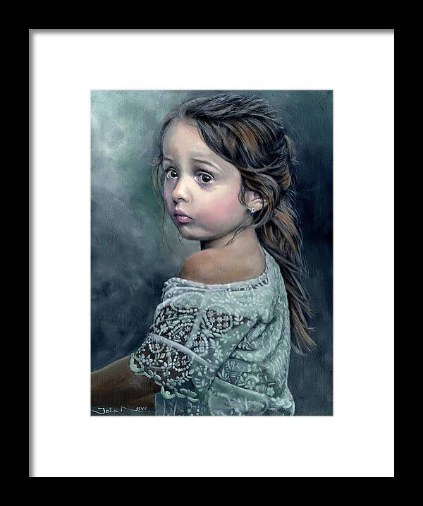 Girl Framed Print featuring the painting Girl in Lace by John Neeve
