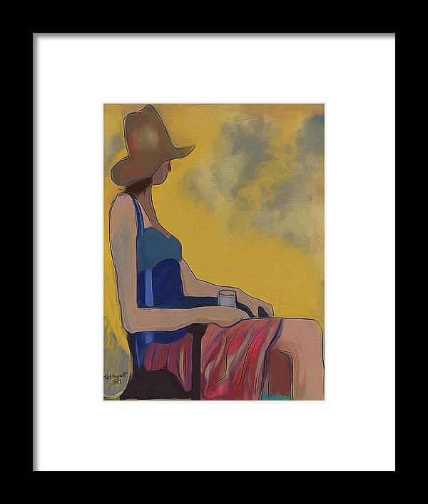 Painting Framed Print featuring the digital art Girl In The Brown Hat by Ted Azriel