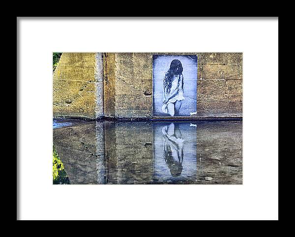 Reflection Framed Print featuring the photograph Girl in the Mural by AJ Schibig