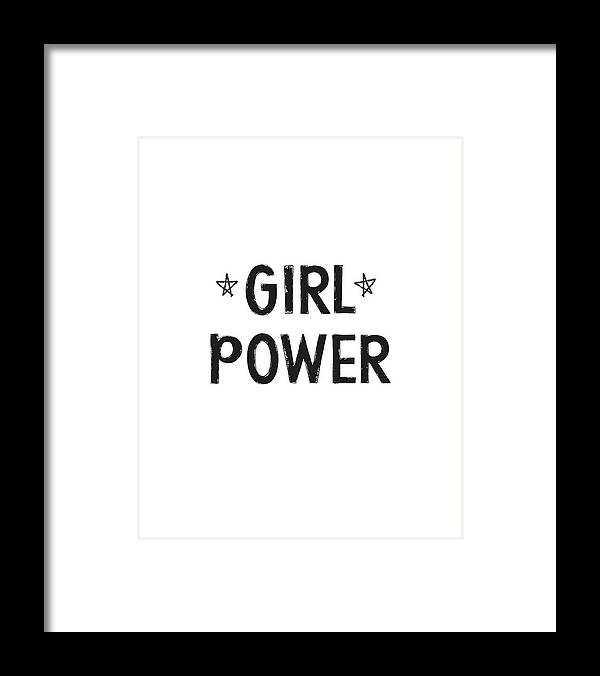 Girl Power Framed Print featuring the digital art Girl Power- Design by Linda Woods by Linda Woods