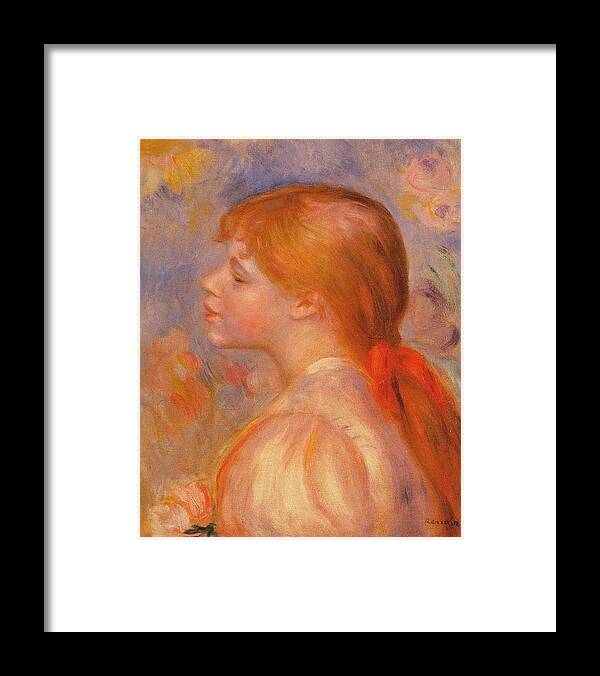 Girl With A Red Hair Ribbon 1891 Framed Print by Auguste Renoir - Fine Art  America