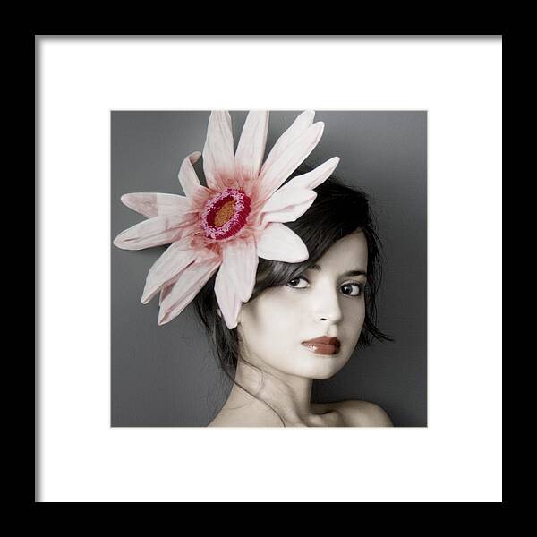 Girl Framed Print featuring the photograph Girl With Flower by Emma Cleary