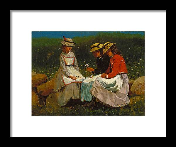 Winslow Homer Framed Print featuring the painting Girls in a Landscape by Winslow Homer
