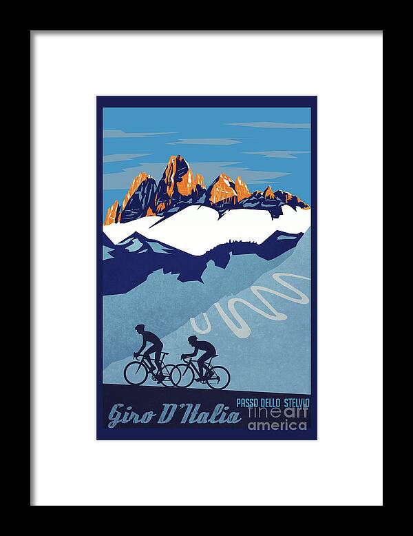 Giro D'italia Framed Print featuring the painting Giro D'Italia cycling poster by Sassan Filsoof